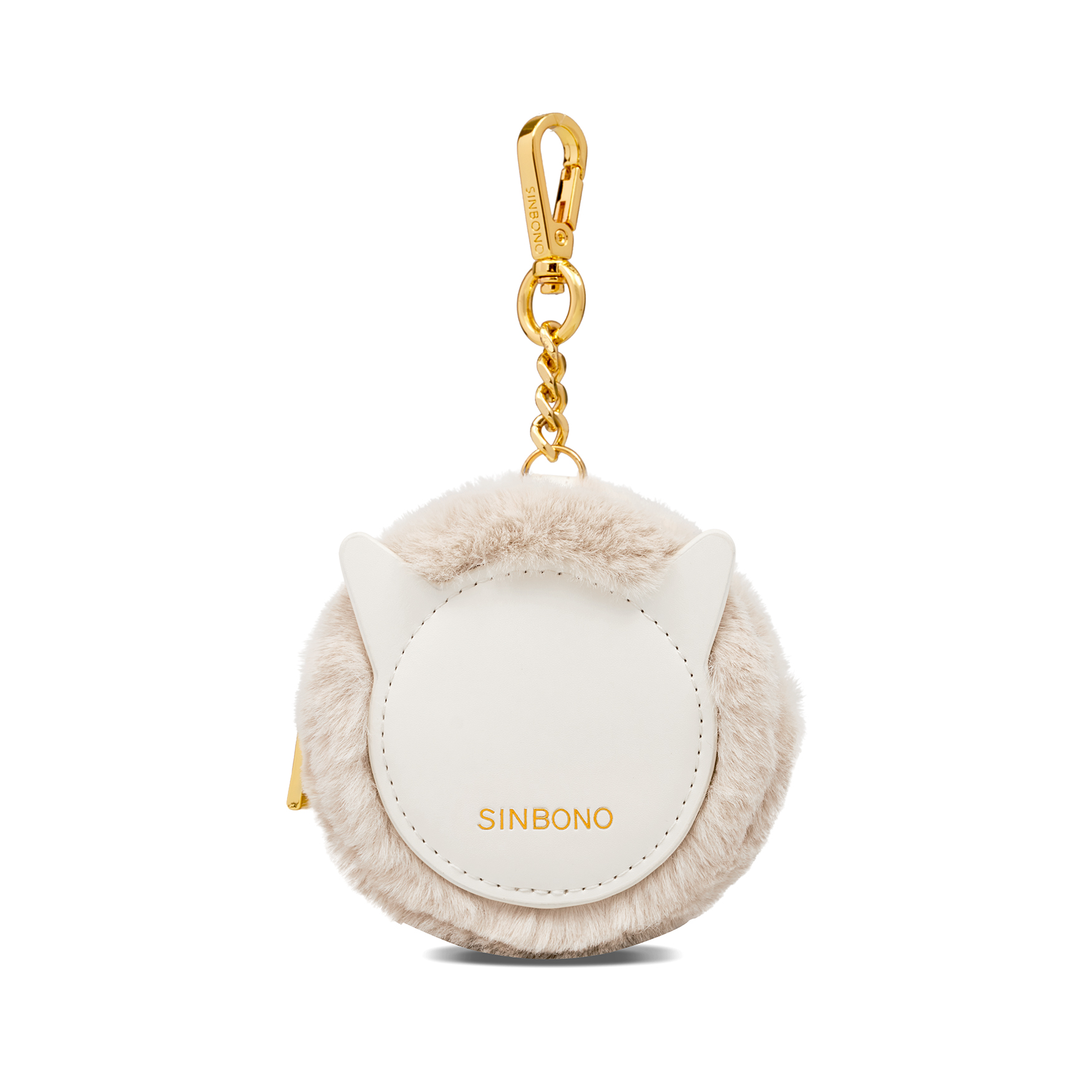 Faux Rabbit Fur Earphone Case - Light Beige